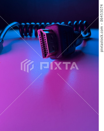 HDMI Cable and plug in a macro shot HDMI Cable and plug in a macro shot 86453074