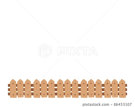 可愛的園藝木柵欄框架/手繪插圖 86453107