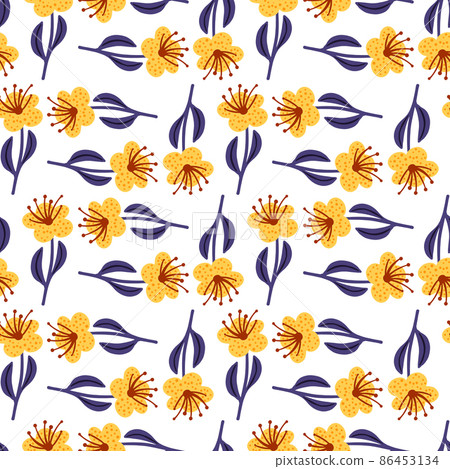 Cute flowers seamless pattern. Summer texture floral. Children sunny background. 86453134