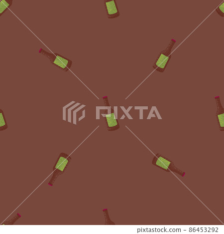 Bottle alcohol seamless pattern. Hand drawn background for menu. Bottle alcohol seamless pattern. Hand drawn background for menu. 86453292