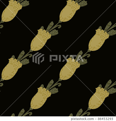 Tulips seamless pattern. Cute hand drawn flowers background. Tulips seamless pattern. Cute hand drawn flowers background. 86453293
