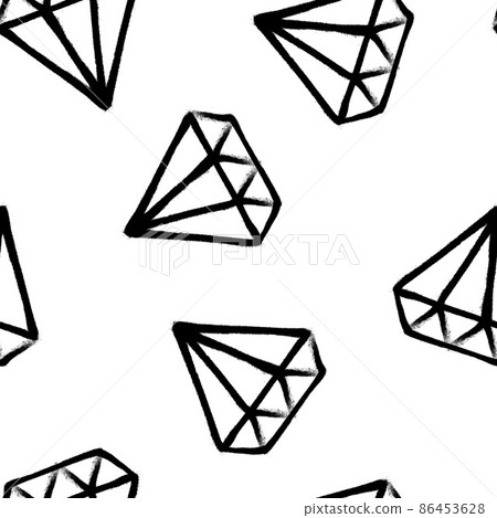 Seamless pattern of sprayed diamond symbol. Vector illustration with overspray in black over white. 86453628