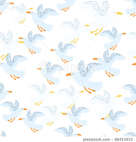 Seagulls seamless pattern. Background of sea birds. Seagulls seamless pattern. Background of sea birds. 86453933