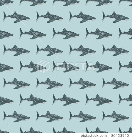 Whale shark seamless pattern in scandinavian style. Marine animals background. Vector illustration for children funny textile. 86453940