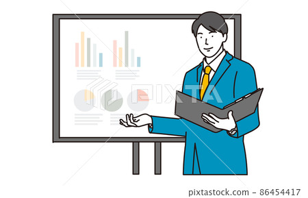 businessman giving a presentation businessman giving a presentation 86454417