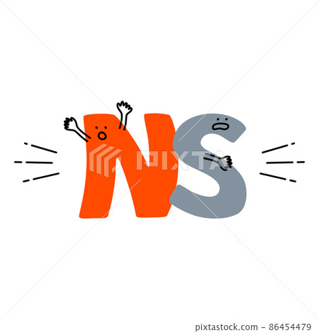 磁鐵字符插圖（N 極和 S 極）（白色背景、矢量、剪裁） 86454479