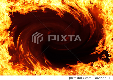 框架的背景材料被四個角落猛烈燃燒的火焰包圍 86454595