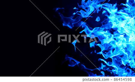 Image of blue flame burning vigorously Horizontal 86454598