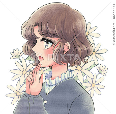 昭和復古少女漫畫風格，驚艷美少女與花朵 86455454