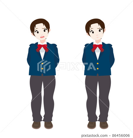 雙臂交叉在背後的西裝外套女學生 86456006