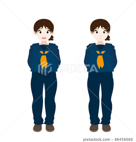 Schoolgirl in a sailor suit with her arms folded behind Schoolgirl in a sailor suit with her arms folded behind 86456088