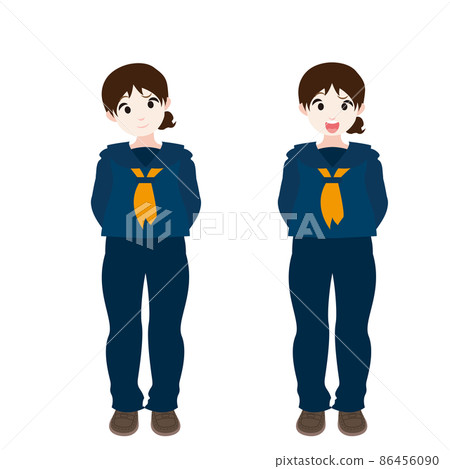 Schoolgirl in a sailor suit with her arms folded behind Schoolgirl in a sailor suit with her arms folded behind 86456090