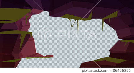 Cartoon cave background, stone tunnel with moss 86456895