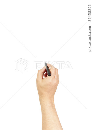 Writing male hand. Hand hold black pen write on the wall isolated on white with clipping path Writing male hand. Hand hold black pen write on the wall isolated on white with clipping path 86458293