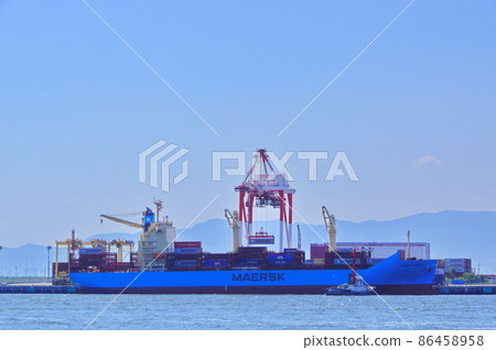 夢島集裝箱碼頭貨物裝卸景觀 86458958