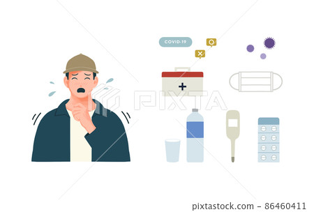 與病人和傳染病相關的插圖圖標集 86460411