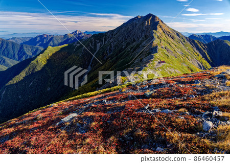 View of autumn leaves of Mt. Aino and Mt. Kaikoma in the Southern Alps 86460457