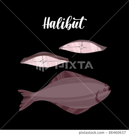 Fresh halibut. Delicious sea fish. Healthy nutrition product. Fresh halibut. Delicious sea fish. Healthy nutrition product. 86460637