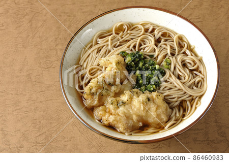 從鳥瞰圖拍攝的紫菜鹽飯蕎麥麵 從鳥瞰圖拍攝的紫菜鹽飯蕎麥麵 86460983