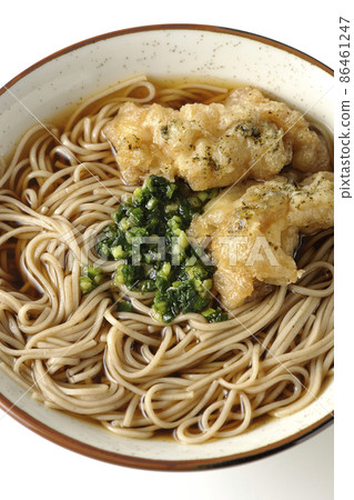 白色背景中的海苔鹽漬蕎麥麵鳥瞰圖 白色背景中的海苔鹽漬蕎麥麵鳥瞰圖 86461247