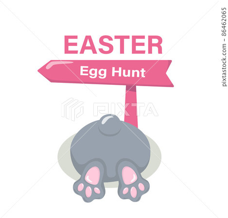 Easter bunny foot print direction point for egg hunt invitation. Vector stock illustration isolated on white background. EPS10 Easter bunny foot print direction point for egg hunt invitation. Vector stock illustration isolated on white background. EPS10 86462065