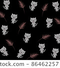 gray cat and brown grasses pattern on black background 86462257