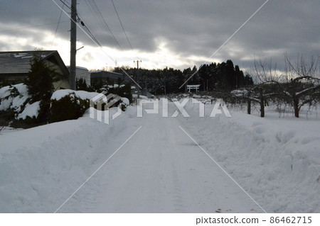 弘前市郊隆冬除雪的道路 弘前市郊隆冬除雪的道路 86462715