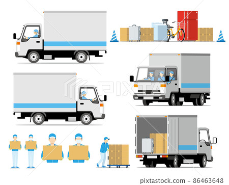 搬家、車輛、卡車、手推車、員工、套裝 86463648
