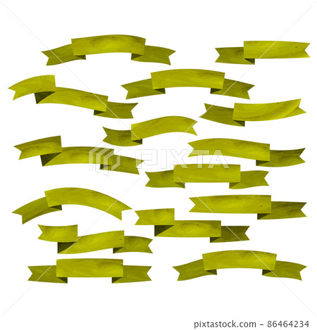 Set of green flat ribbons isolated on white... - Stock Illustration ...