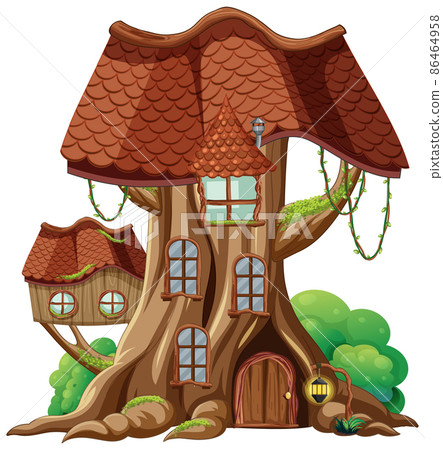 Fantasy tree house inside tree trunk 86464958