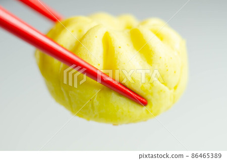 Char Siu mushroom steamed buns, steam cooked mixed mushrooms and vegetables, in a sweet char siu marinade, wrapped in a dough bun 86465389