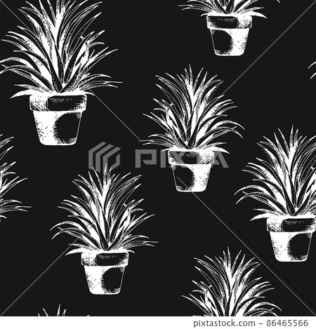Flower plant in a pot seamless pattern, vector... - Stock Illustration ...