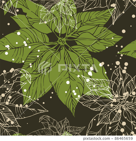 Flowers pattern, seamless vector background with poinsettia flowers Flowers pattern, seamless vector background with poinsettia flowers 86465659