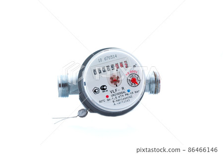 Water meter isolated on white background. Water meter isolated on white background. 86466146