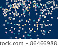 Festive background with holographic sparkling stars confetti on dark blue background. Christmas, New Year or birthday party background for your project 86466988