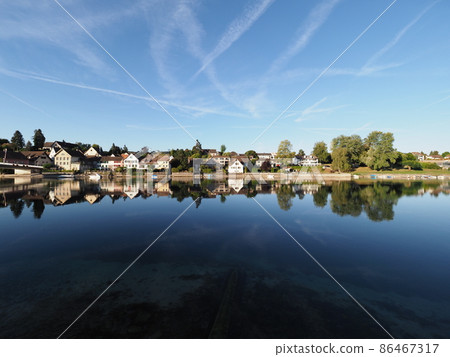 Marvelous Rhine River in european STEIN AM RHEIN town in SWITZERLAND 86467317