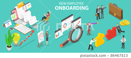 3D Isometric Flat Vector Conceptual Illustration of New Employee Onboarding 3D Isometric Flat Vector Conceptual Illustration of New Employee Onboarding 86467813