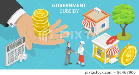 3D Isometric Flat Vector Conceptual Illustration of Government Subsidy 86467906