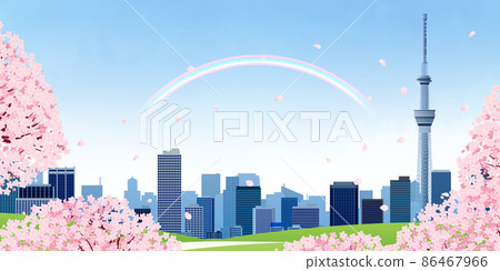 櫻花觀賞大城市背景素材 櫻花觀賞大城市背景素材 86467966