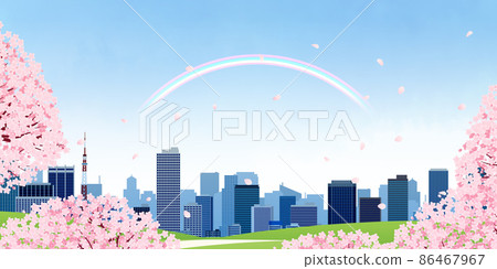 櫻花觀賞大城市背景素材 櫻花觀賞大城市背景素材 86467967