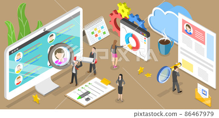 3D Isometric Flat Vector Conceptual Illustration of Client Profile Data Analysis 86467979