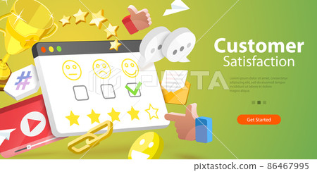 3D Vector Conceptual Illustration of Client Satisfaction 86467995