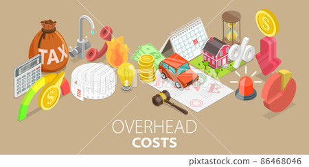 3D Isometric Flat Vector Conceptual Illustration of Costs Overhead 86468046