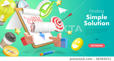 3D Vector Conceptual Illustration of Finding a Simple Solution 3D Vector Conceptual Illustration of Finding a Simple Solution 86468052