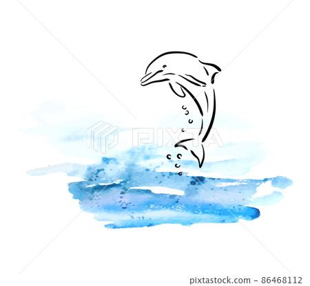 Dolphin line in the sea. Vector illustration 86468112