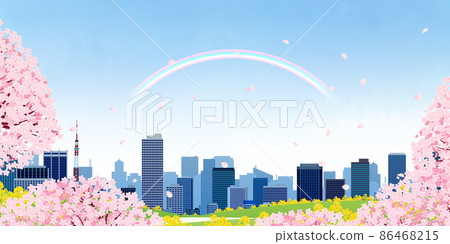 櫻花觀賞大城市背景素材 櫻花觀賞大城市背景素材 86468215