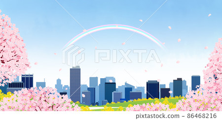 櫻花觀賞大城市背景素材 櫻花觀賞大城市背景素材 86468216
