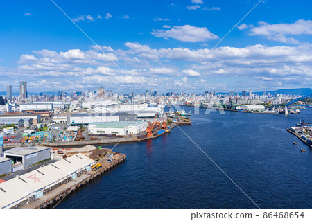 Osaka city and Shirinashi river mouth Osaka bay area 86468654