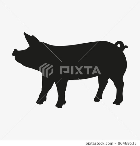 Silhouette of pig isolated on white background 86469533