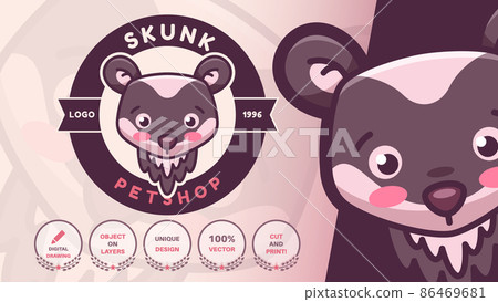 Cartoon character animal skunk logo 86469681